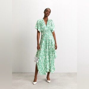 Maje Green and White Patterned Dress